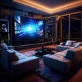 high tech entertainment a living room designed for the ultimat Royalty Free Stock Photo