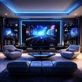high tech entertainment a living room designed for the ultimat Royalty Free Stock Photo