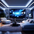 high tech entertainment a living room designed for the ultimat Royalty Free Stock Photo