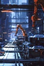 Futuristic Factory with Robotic Arms and Autonomous Vehicles Streamlining Modular Housing Production