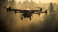 High-tech firefighting aid, remote-controlled drone fights forest fires.