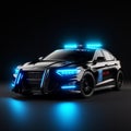 High-tech Futuristic 3d Police Car On Dark Background