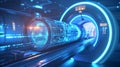 Futuristic Sci-Fi Technology with Glowing Blue Lights Royalty Free Stock Photo