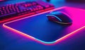 High-Tech Gaming Mouse with LED Design on Circuit-Themed Mousepad Royalty Free Stock Photo