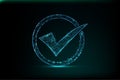 A high-tech, glowing blue check mark composed of interconnected polygonal Royalty Free Stock Photo