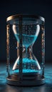 Time and Technology Convergence â 3D Render of a High-Tech Hourglass with Binary Flow Royalty Free Stock Photo