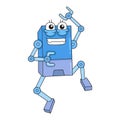 High tech humanoid robot dancing, doodle icon image kawaii Royalty Free Stock Photo