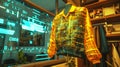 High-tech illuminated jacket with digital code design