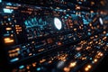 High-tech interface displaying futuristic data visualization and analytical graphics Royalty Free Stock Photo