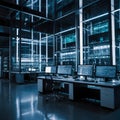 High-Tech Lab Environment Featuring Transparent Displays of Molecular Data and Algorithms Royalty Free Stock Photo