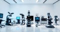 High Tech Laboratory Microscopes and Scientific Equipment Royalty Free Stock Photo