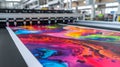 High-Tech Large Format Printer Printing Vibrant Artistic Abstract Design
