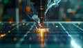 High-Tech Laser Cutting a Solar Panel Royalty Free Stock Photo