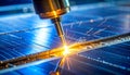 High-Tech Laser Welding on a Solar Panel Royalty Free Stock Photo