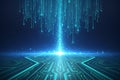 Futuristic digital highway and data stream convergence on a circuit board road. Royalty Free Stock Photo