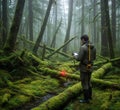 High-Tech Mapping: GPS Survey and Field Study in the Humid Forest Royalty Free Stock Photo