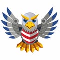 High Tech Metal American Eagle with Angry Expression Vector Graphic Design Royalty Free Stock Photo