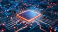 High-Tech Microchip on Advanced Circuit Board Royalty Free Stock Photo