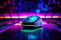 High-Tech Neon Gaming Mouse on Dark Background.