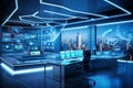 Futuristic Command Center Overlooking the City Royalty Free Stock Photo
