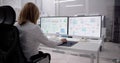 High-Tech Office: Engineer Analyzing Software Data