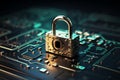 High tech padlock enhances online security in the realm of cybersecurity
