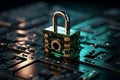 High tech padlock enhances online security in the realm of cybersecurity
