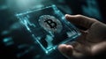 A high-tech and professional illustration depicting the concept of cryptocurrency, network visualization, and data analysis in a