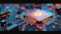 High tech quantum computing core with glowing digital connections Royalty Free Stock Photo