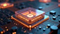 High tech quantum computing core with glowing digital connections Royalty Free Stock Photo