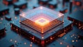 High tech quantum computing core with glowing digital connections Royalty Free Stock Photo