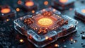 High tech quantum computing core with glowing digital connections Royalty Free Stock Photo