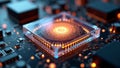 High tech quantum computing core with glowing digital connections Royalty Free Stock Photo