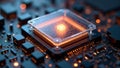 High tech quantum computing core with glowing digital connections Royalty Free Stock Photo