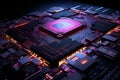 High-Tech Quantum Computing. Cutting-Edge Motherboard for Advanced Quantum Computers