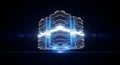 High tech quantum structure illuminated by blue light Royalty Free Stock Photo