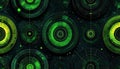 Futuristic Radar Interface with Green Circular Targets on Dark Background Royalty Free Stock Photo