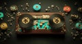 High-Tech Reel-to-Reel Tape Machine with Colorful Reels
