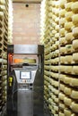 High tech robot assisting in salting French Comte cheese wheels
