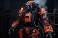 high-tech robotic firefighter, equipped with advanced sensors and gadgets for rescue operations