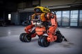 high-tech robotic firefighter, equipped with advanced sensors and gadgets for rescue operations