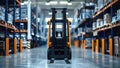 High-Tech Robotic Forklift in Sleek Warehouse. Concept Robotics, Warehouse Technology, Forklift