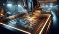 High-Tech Robotic Machine in Futuristic Factory