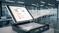 Modern Office Scanner with Digital Display and Data Analysis Royalty Free Stock Photo