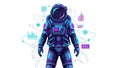 Futuristic Astronaut with Neon Data Interfaces Royalty Free Stock Photo