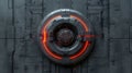 High-tech sci-fi vault door with glowing red security lights