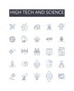 High tech and science line icons collection. Advanced technology, Cutting-edge science, Modern science, Futuristic Royalty Free Stock Photo