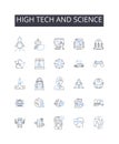 High tech and science line icons collection. Advanced technology, Cutting-edge science, Modern science, Futuristic Royalty Free Stock Photo