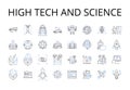 High tech and science line icons collection. Advanced technology, Cutting-edge science, Modern science, Futuristic Royalty Free Stock Photo