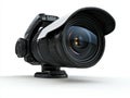 High-tech security camera with a large lens and rain cover Royalty Free Stock Photo